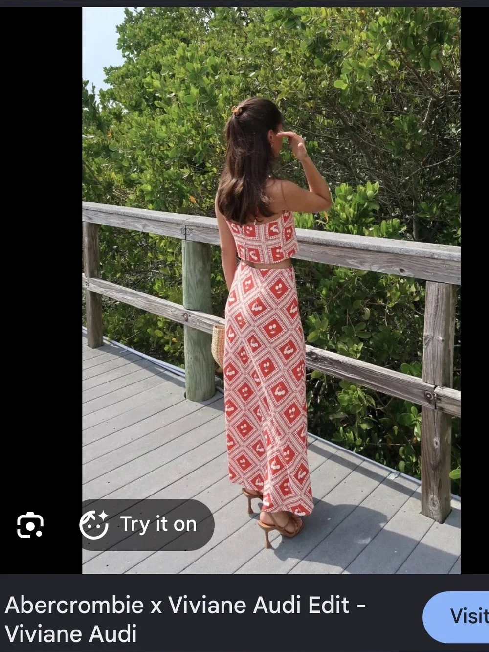Red Cherry Print Maxi Skirt & Top Set from Abercrombie